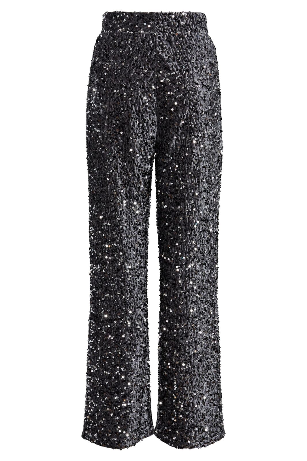 Pieces - Pckam Wide Pant - 4450514 Magnet Black Silver sequins Bukser 