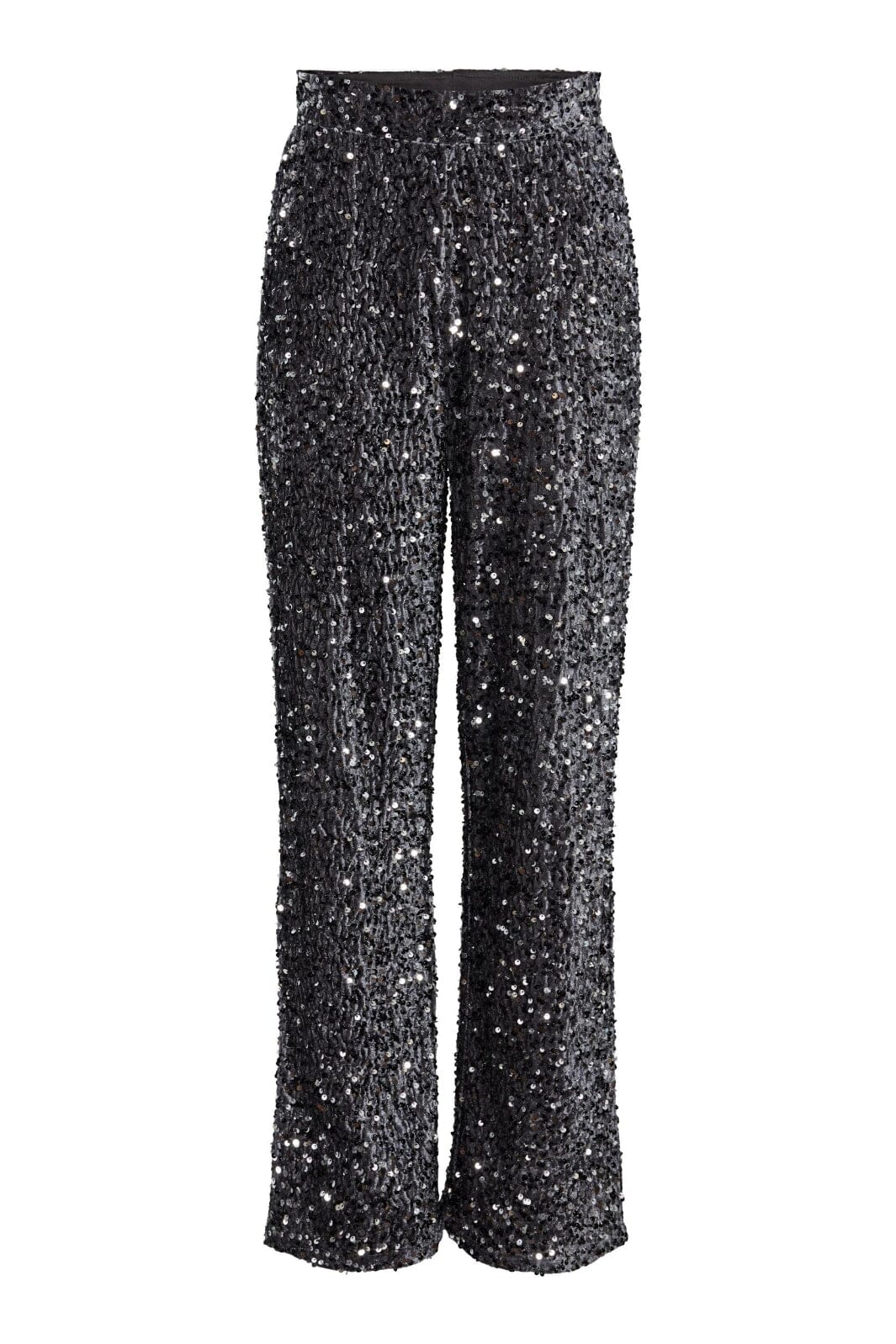 Pieces - Pckam Wide Pant - 4450514 Magnet Black Silver sequins Bukser 