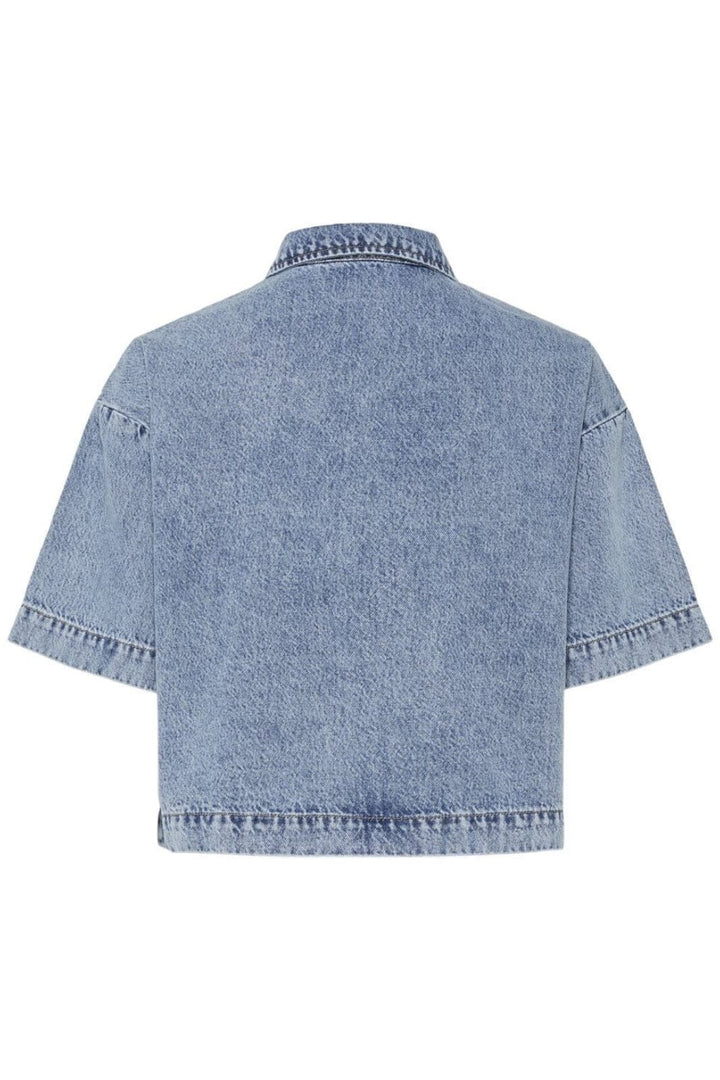 Pieces - Pckenya Ss A-Shape Denim Top - 4651366 Medium Blue Denim