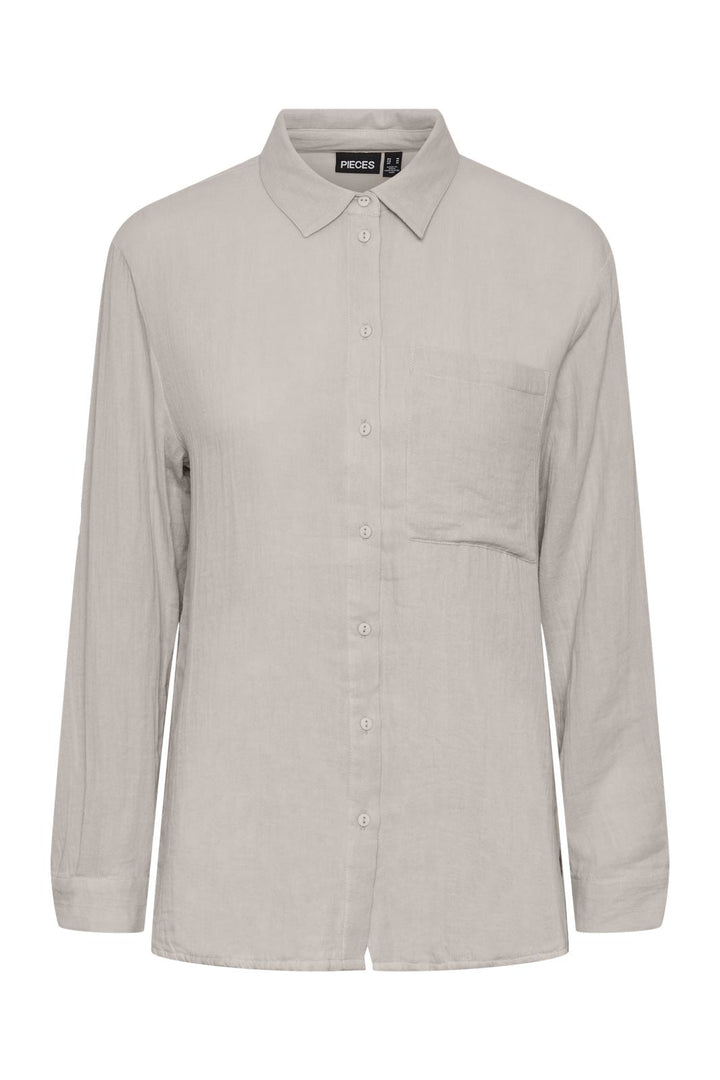 Pieces - Pcmastina Ls Relaxed Shirt - 4475446 Silver Gray