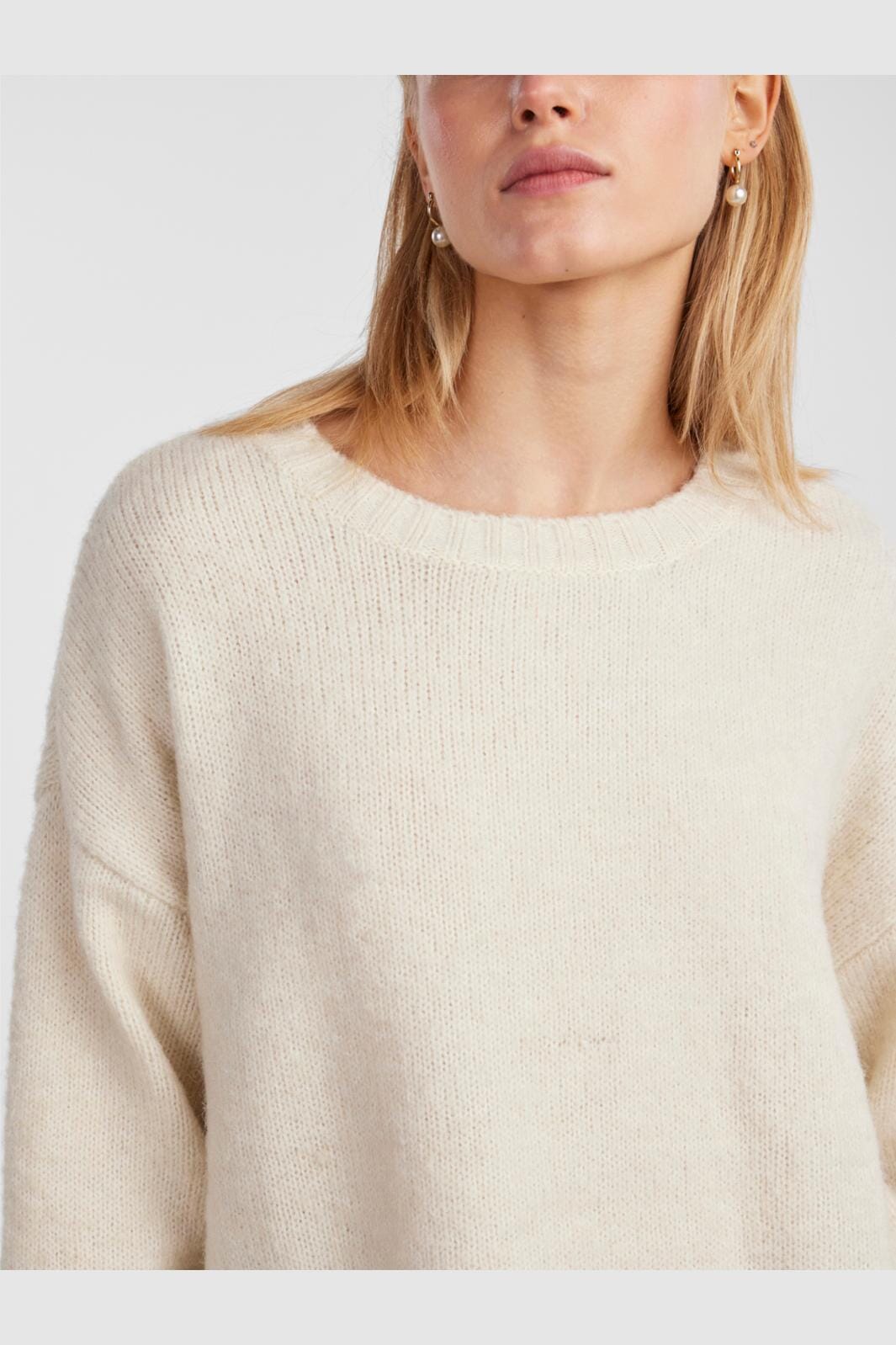 Pieces, Pcnancy Ls Loose O-Neck Knit, Birch