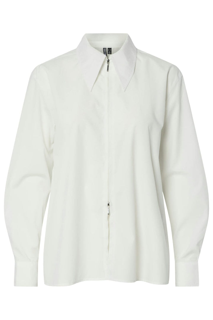 Pieces - Pcnancy Ls Zip Shirt Fsy 17160246 - 4838252 - Bright White