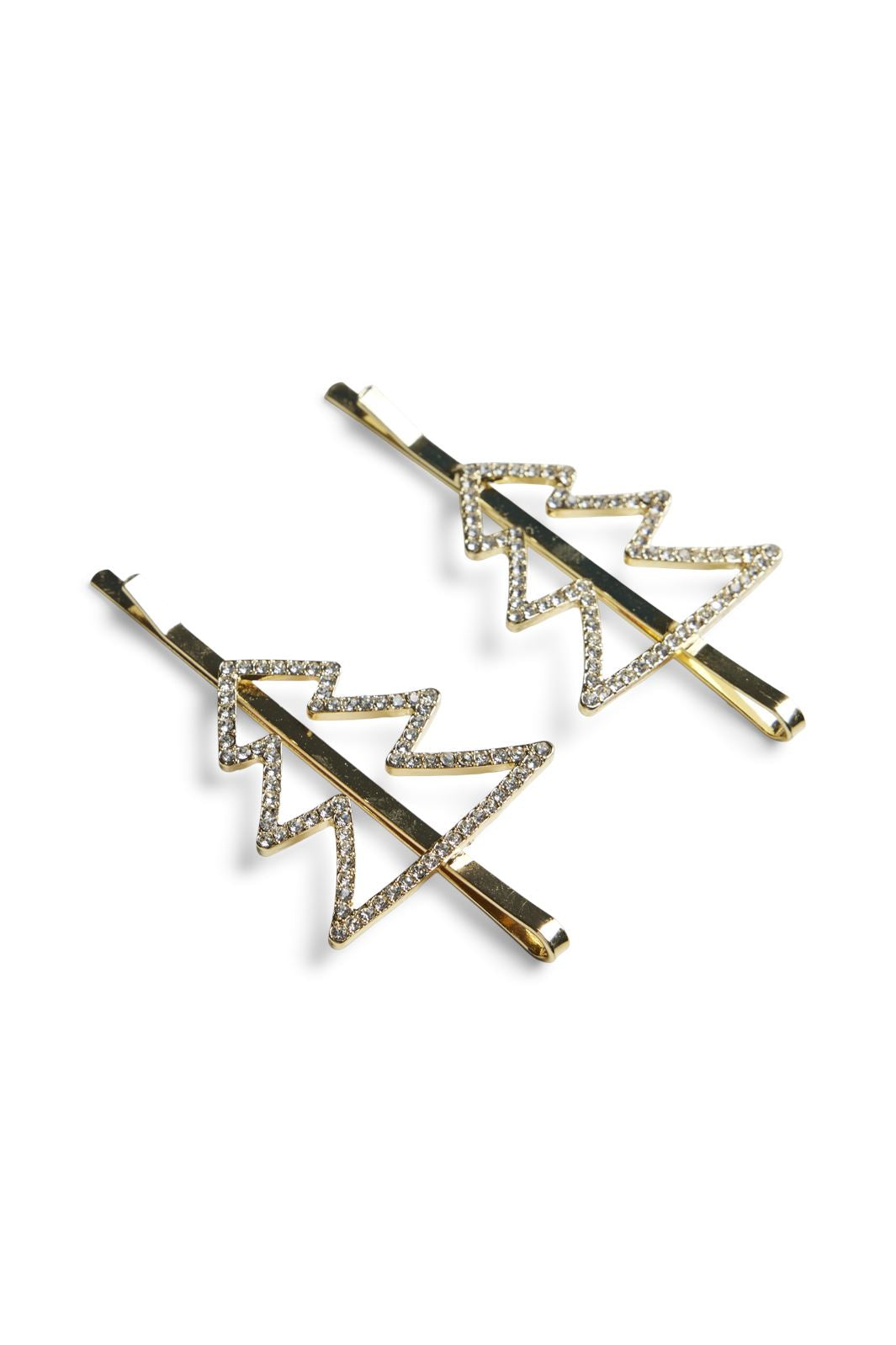 Pieces - Pcnine 2-Pack Hairpin - 4585308 Gold Colour Clear Stones