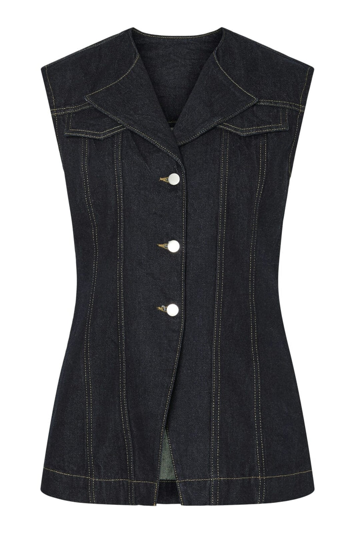 Pieces - Pcnua Sl Fitted Denim Vest Fsy - 4843898 Indigo