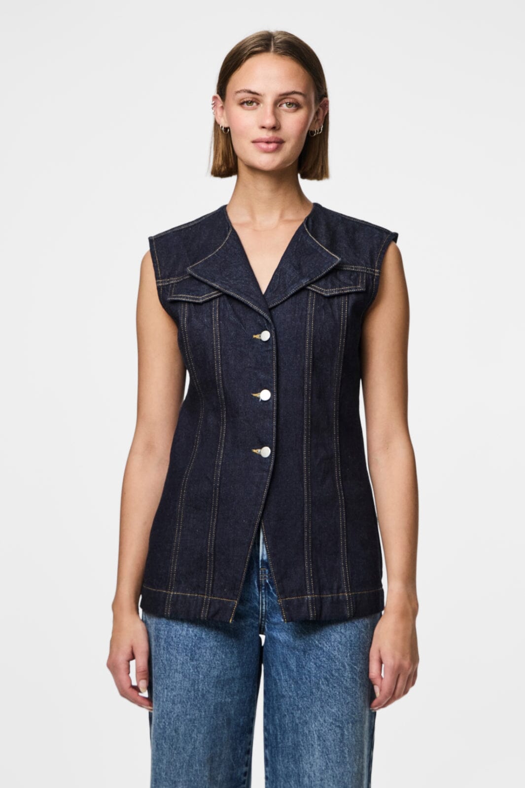 Pieces - Pcnua Sl Fitted Denim Vest Fsy - 4843898 Indigo