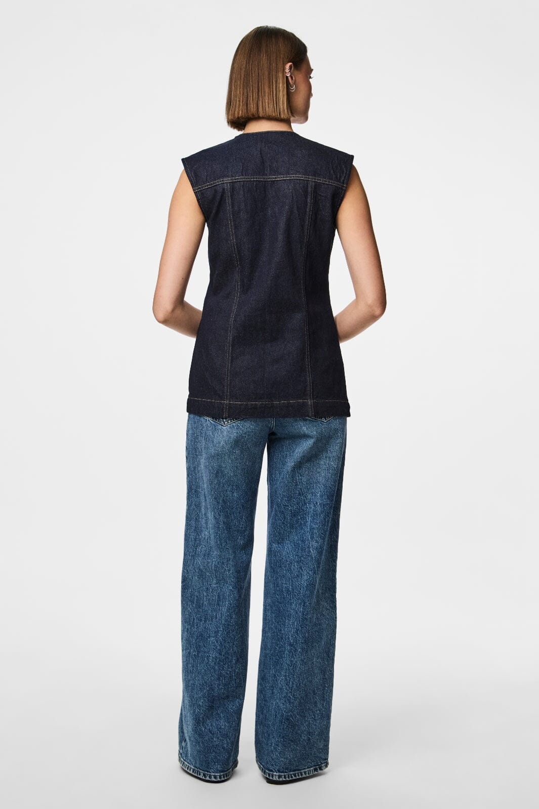 Pieces - Pcnua Sl Fitted Denim Vest Fsy - 4843898 Indigo