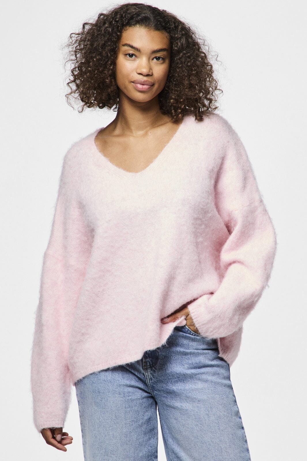 Pieces - Pcpam Ls V-Neck Oversize Knit 17154248 - 4628620 - Pink-A-Boo