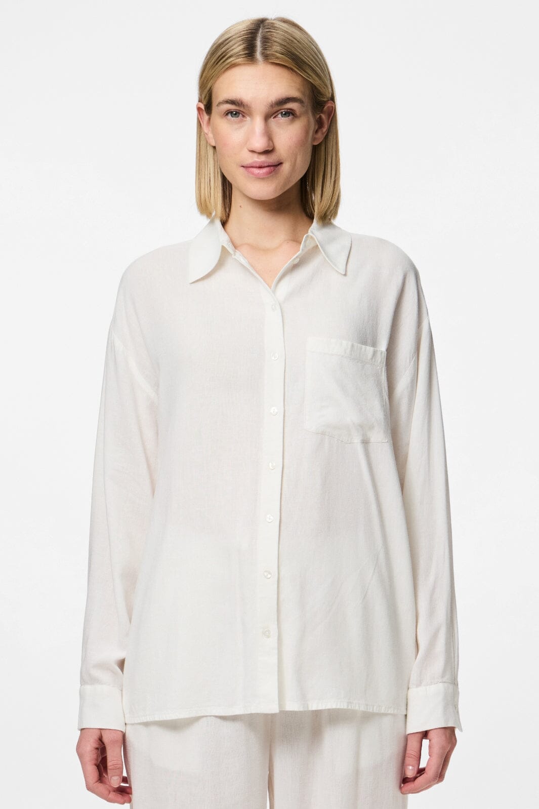 Pieces - Pcpia Ls Loose Shirt - 4648857 Bright White