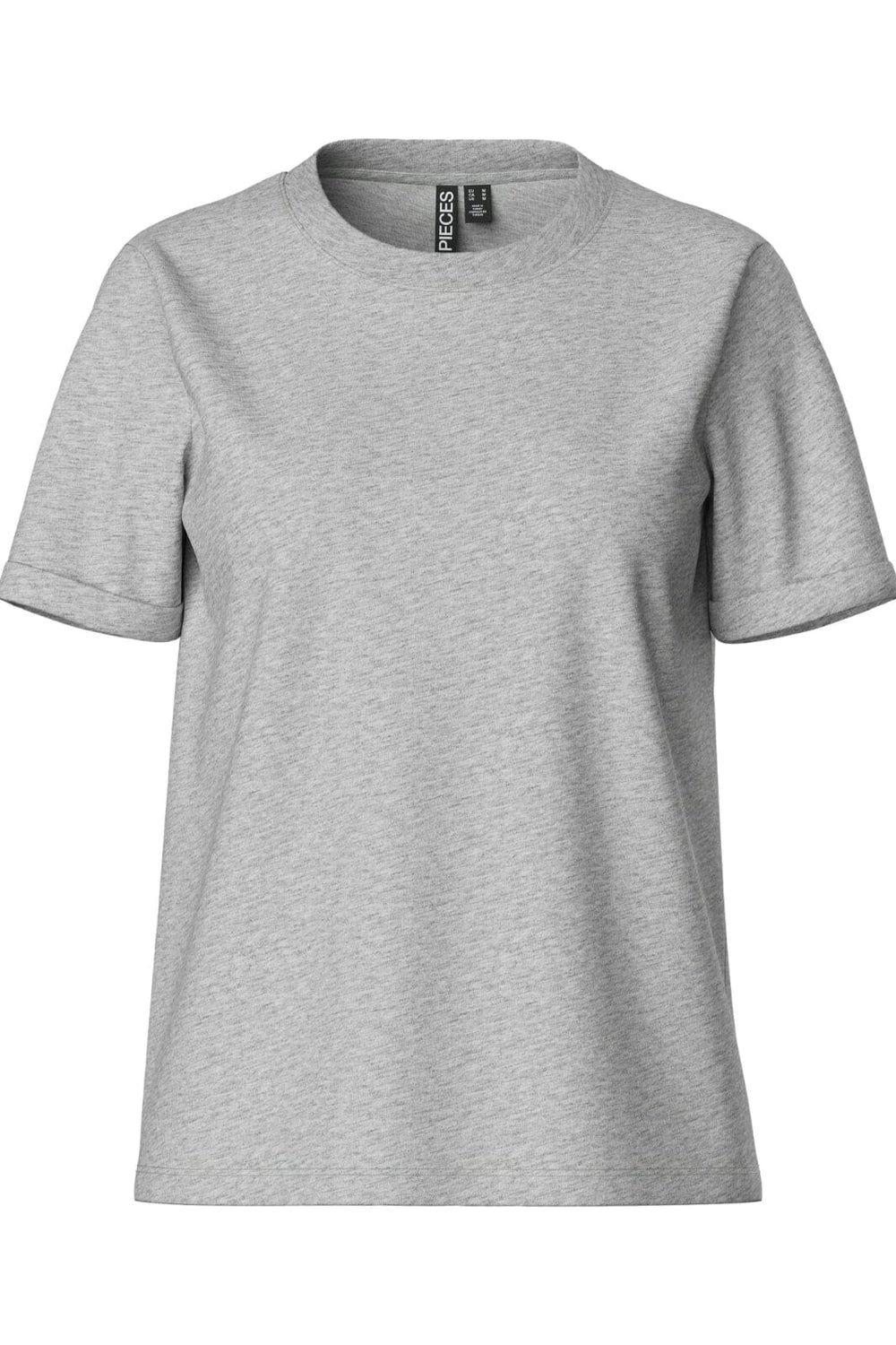 Pieces - Pcria Ss Fold Up Solid Tee - 2676945 Light Grey Melange