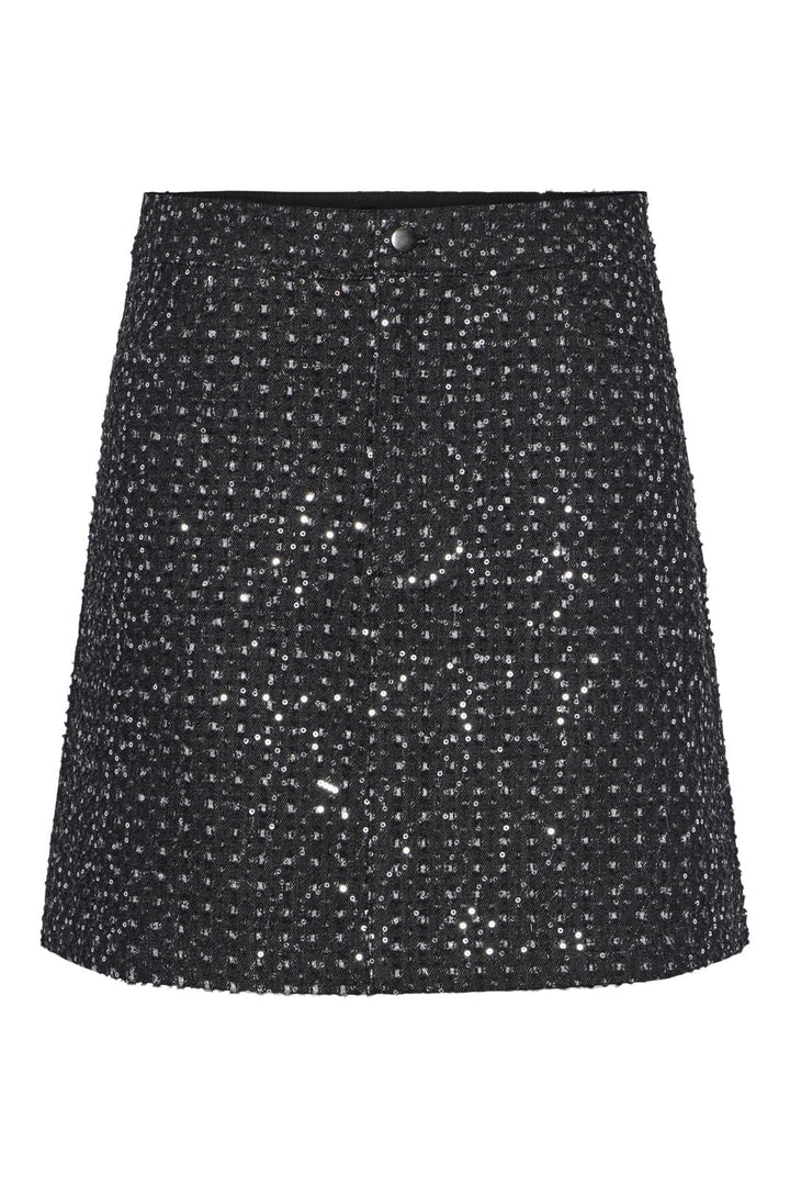 Pieces - Pcroberta Mini Sequins Skirt - 4602671 Grey Denim