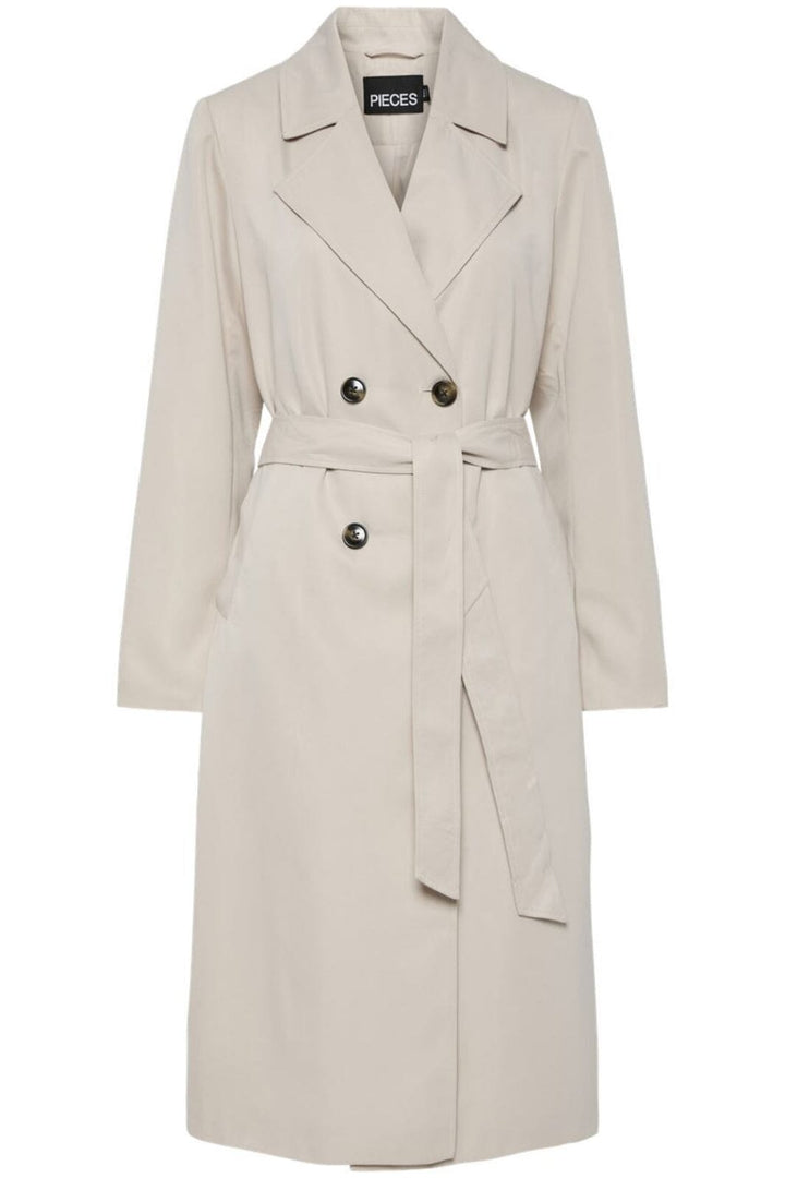 Pieces - Pcscarlett Ls Trenchcoat - 4397233 Silver Gray