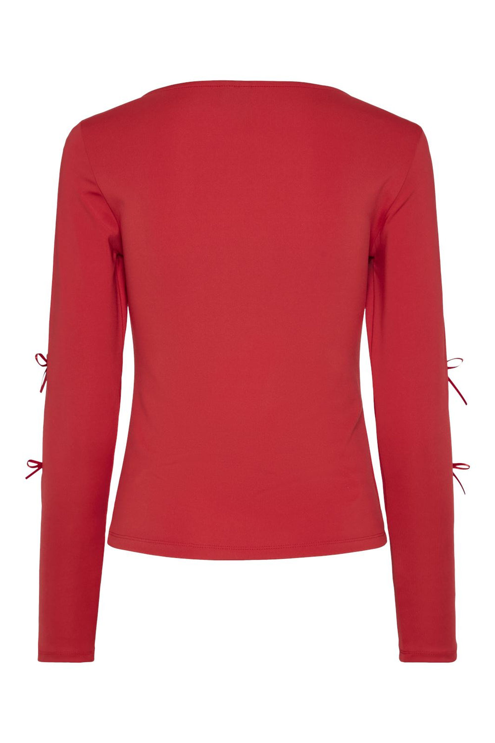 Pieces - Pcselina Ls O-Neck Bow Top - 4705682 High Risk Red