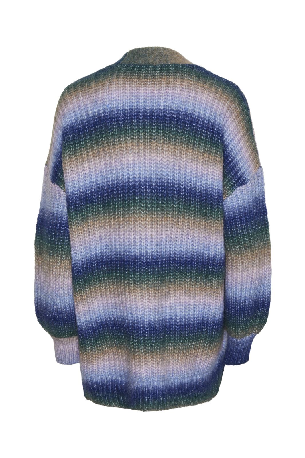 Pieces - Pcsillo Ls Rainbow Cardigan Knit Mm - 4526382 Silver Mink Trekking Green/Bellwether Blue/Hydrangea/Pink Lavender