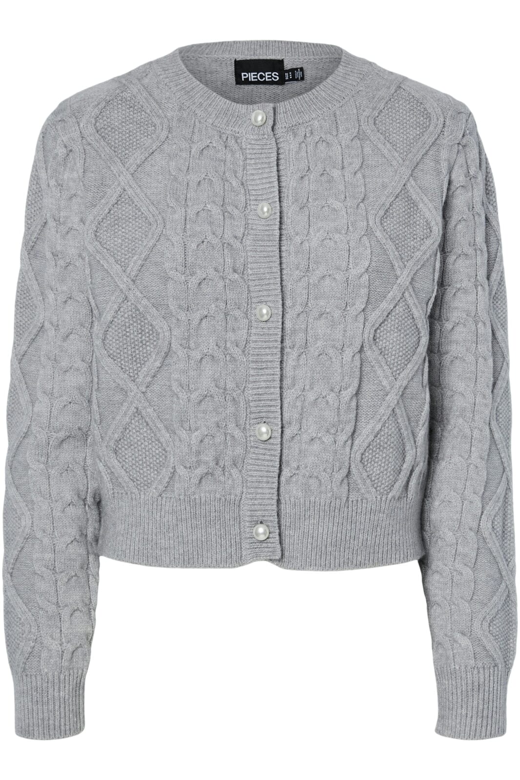 Pieces - Pcsofia Ls O-Neck Knit Cardigan - 4837117 Light Grey Melange Cardigans 