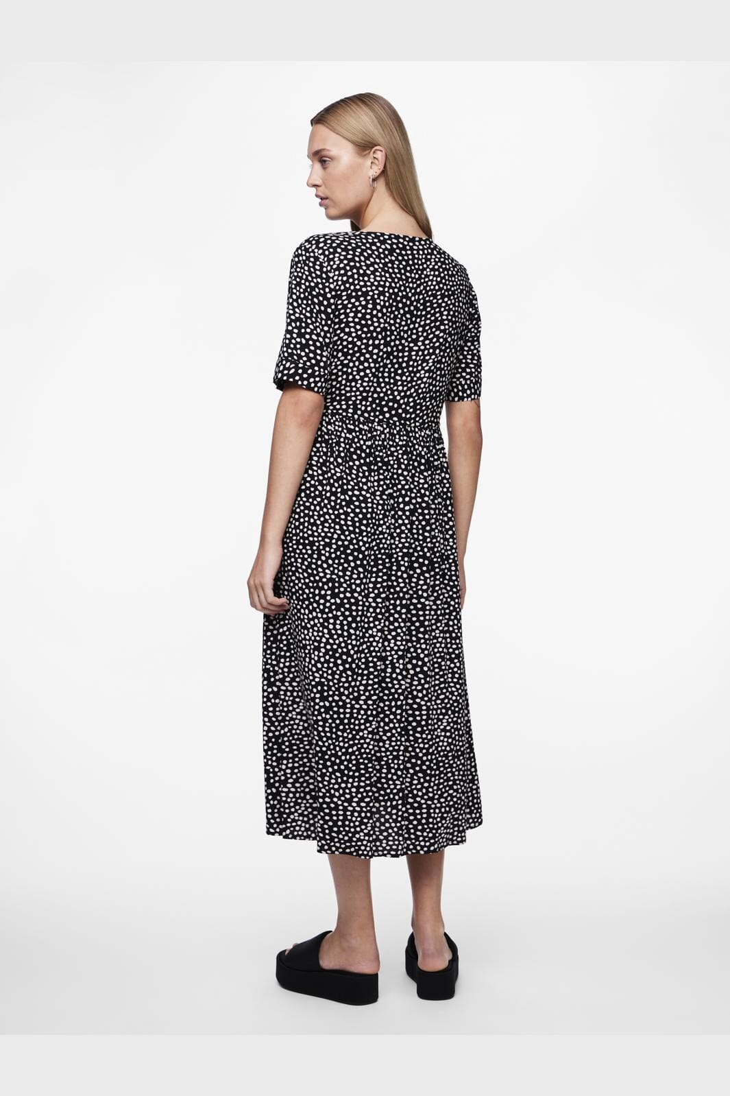 Pieces - Pctala Ss String Tie Midi Dress - 4406756 Black Dot