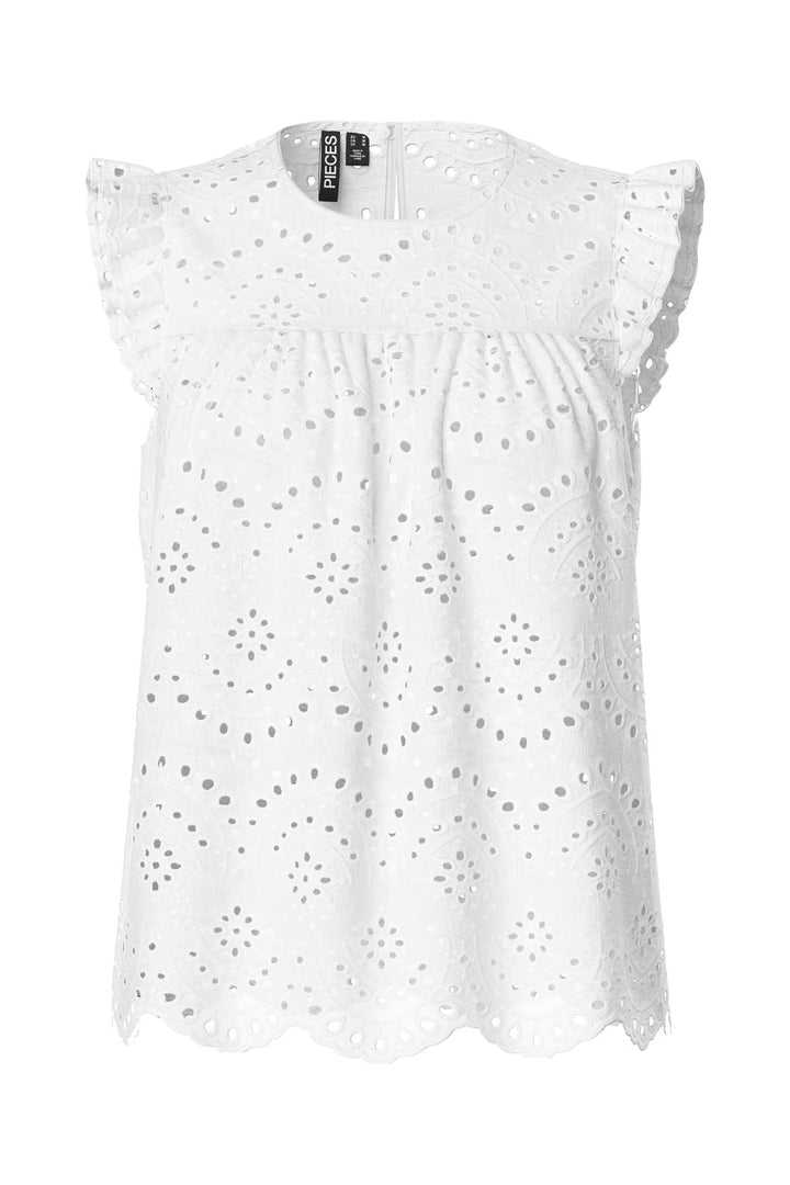 Pieces - Pcvilde Sl Top - 4649447 Bright White