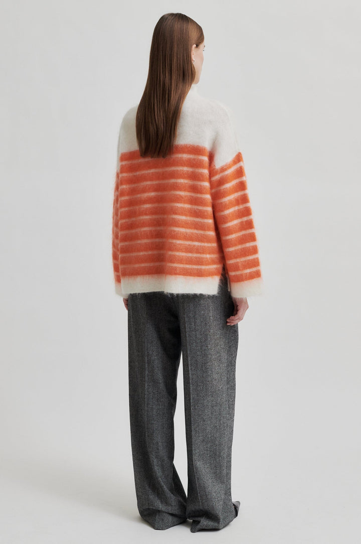 Second Female - Juta Knit T-Neck - Pureed Pumpkin Strikbluser 