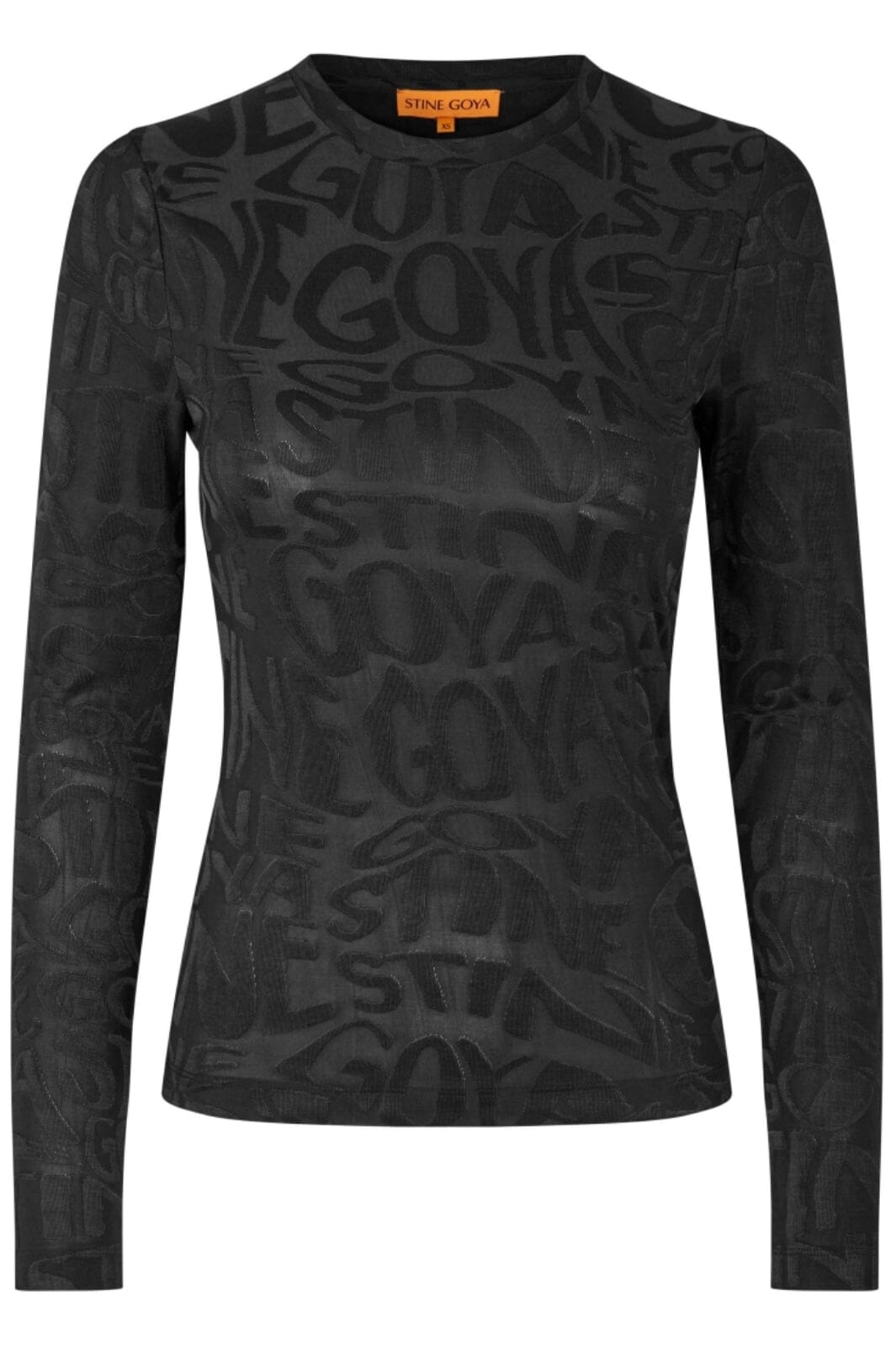 Stine Goya - Elastic Long Sleeve Top, 2296 Logo Jersey - Liquified Logo Bluser 