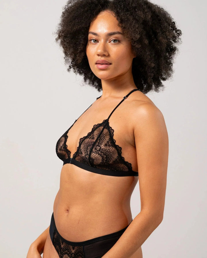 Understatement Underwear - Lace Racerback Triangle Bralette - Black Undertøj 