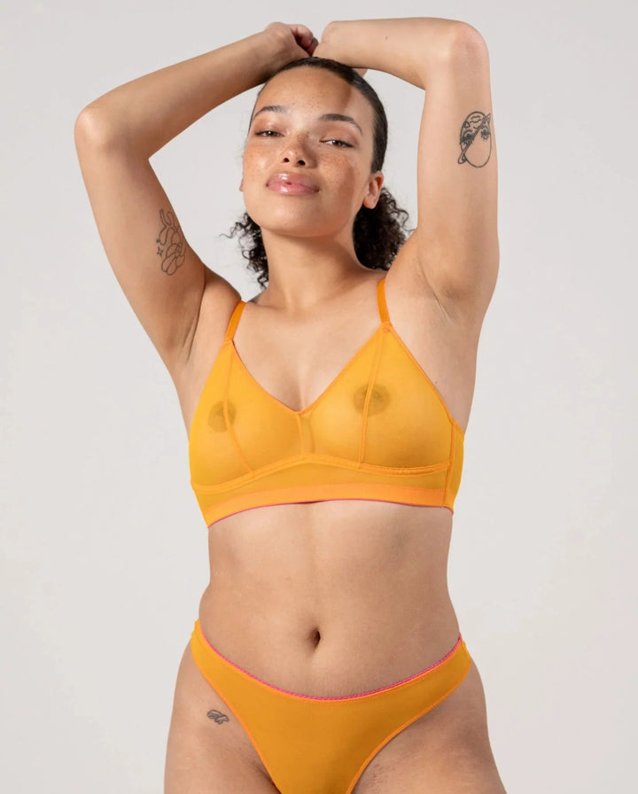 Understatement Underwear - Mesh Balconette - Apricot/Neon Pink BH 