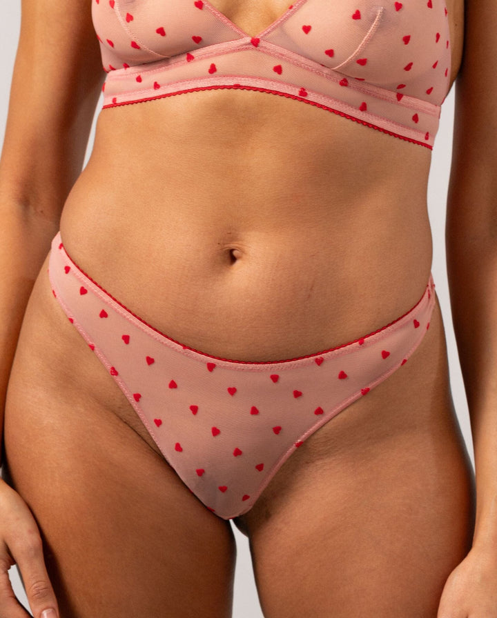 Understatement Underwear - Mesh Thong - Pale Pink/Deep Red Underbukser 