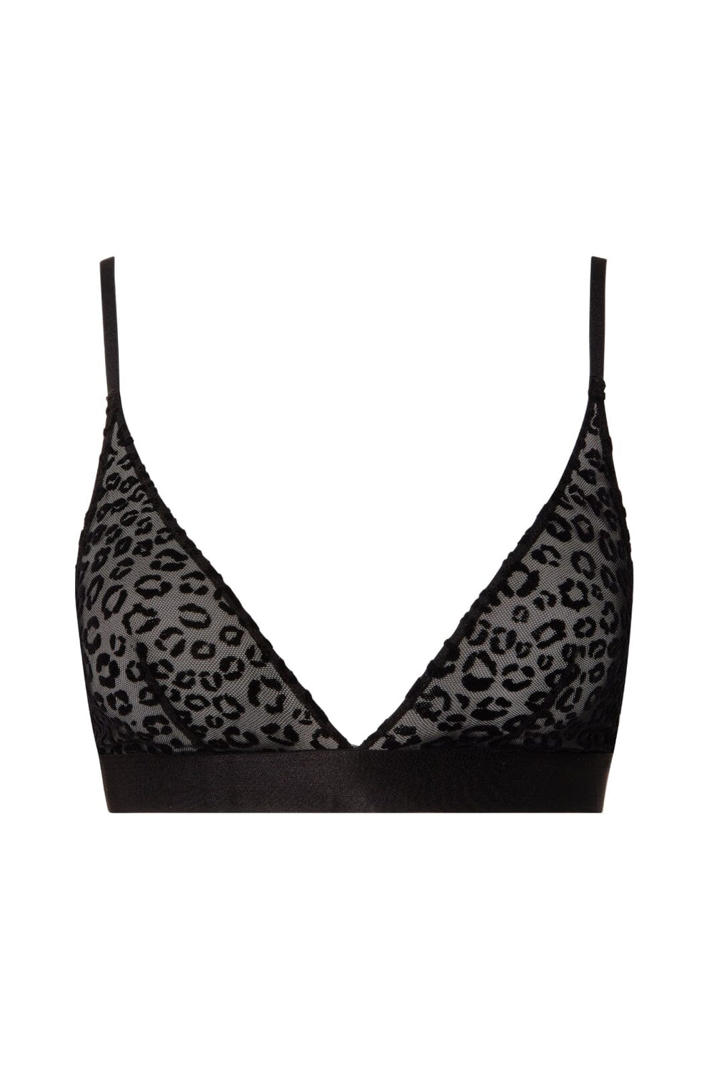 Understatement Underwear - Mesh Triangle Bralette - Black Leopard Underbukser 