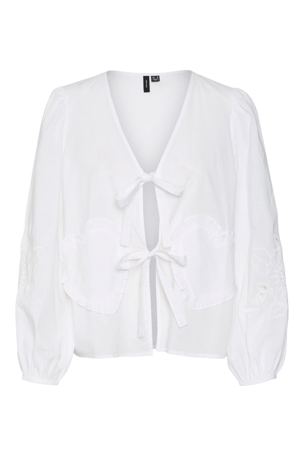 Vero Moda - Vmastrid L/S Heart Tie Top - 4695878 Bright White