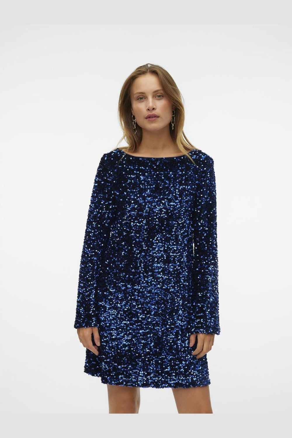 Vero Moda - Vmlaila Ls Sequin Bow Dress - 4681341 Midnight Blue