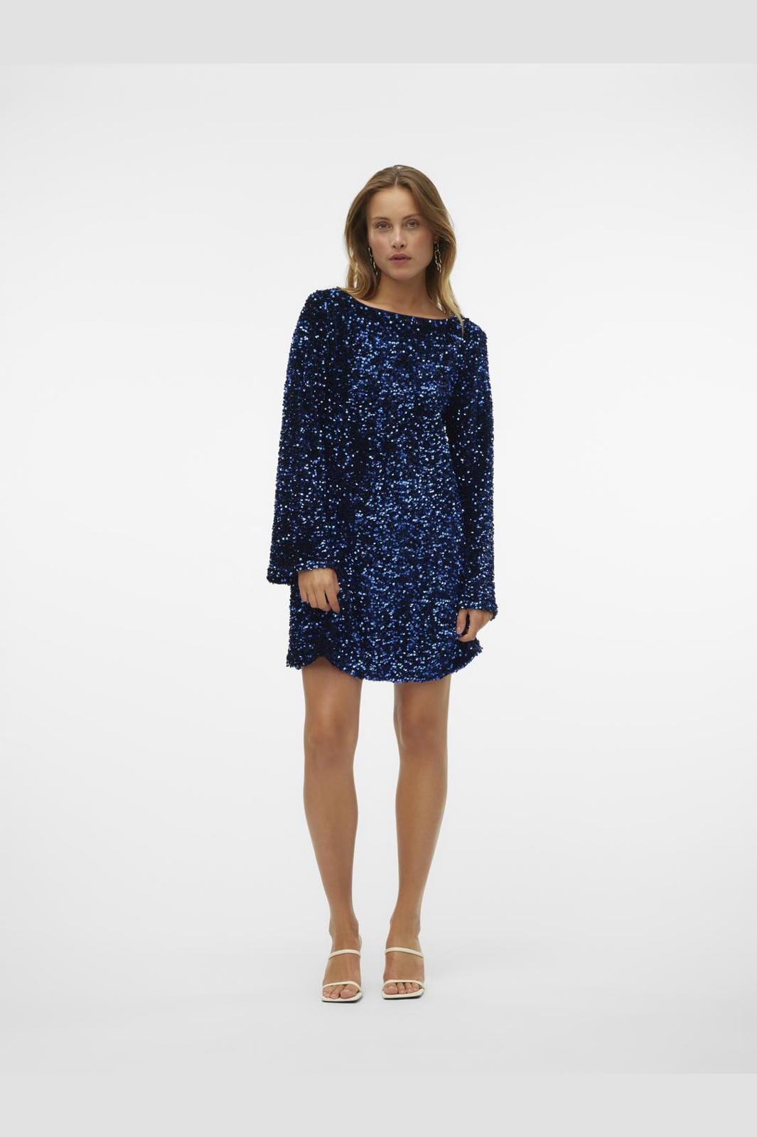 Vero Moda - Vmlaila Ls Sequin Bow Dress - 4681341 Midnight Blue