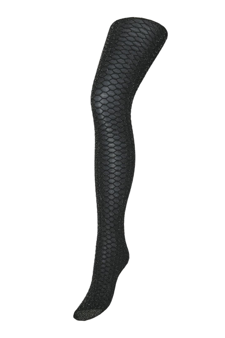 Vero Moda - Vmmaya Glitter Tights - 4537014 Black Silver Lurex Strømpebukser 