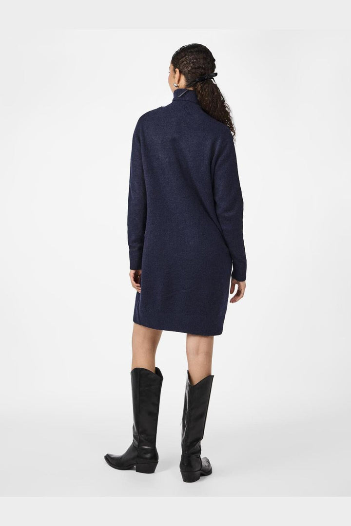 Y.A.S - Yasjuva Roll Neck Knit Dress - 4570393 Navy Blazer Birch Stitch