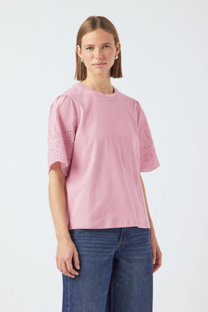 Y.A.S - Yaslex Ss Top W. Emb Sleeves - 4659200 Lilas