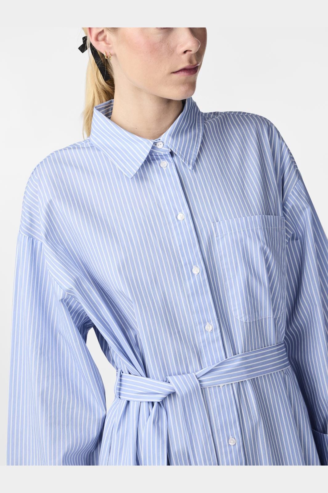 Y.A.S - Yastuesday Ls Ankle Shirt Dress - 4639632 Vista Blue W. White Stripe